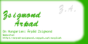 zsigmond arpad business card